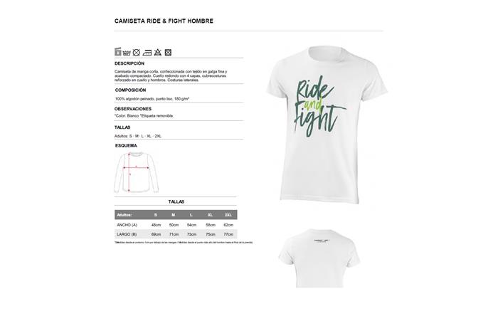 CAMISETA RIDE & FIGHT BLANCA HOMBRE  T/L